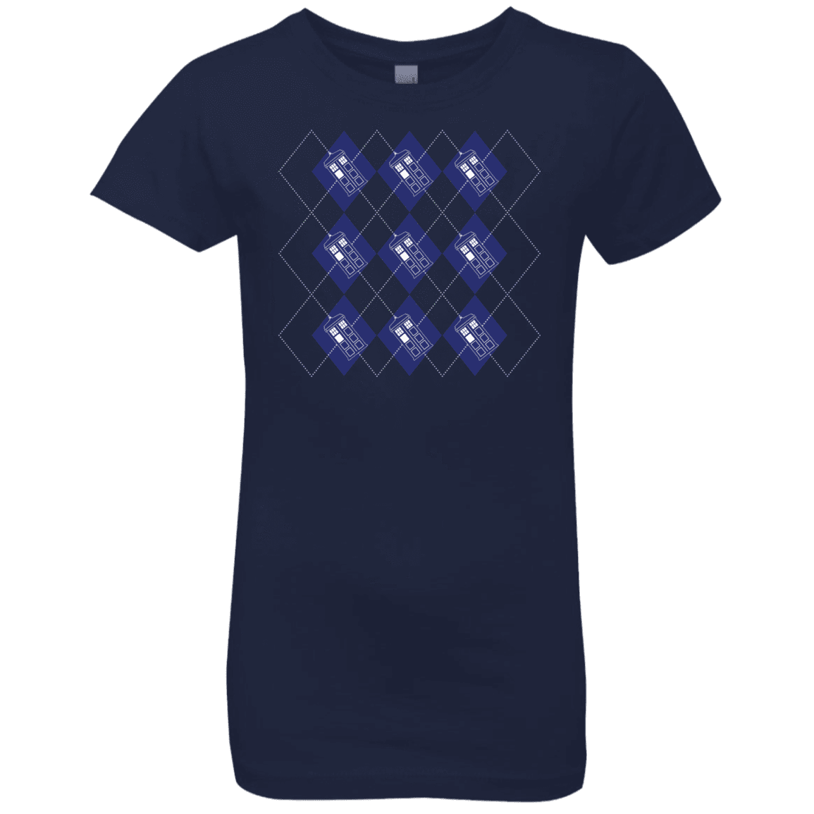 T-Shirts Midnight Navy / YXS Argyle Tardis Girls Premium T-Shirt