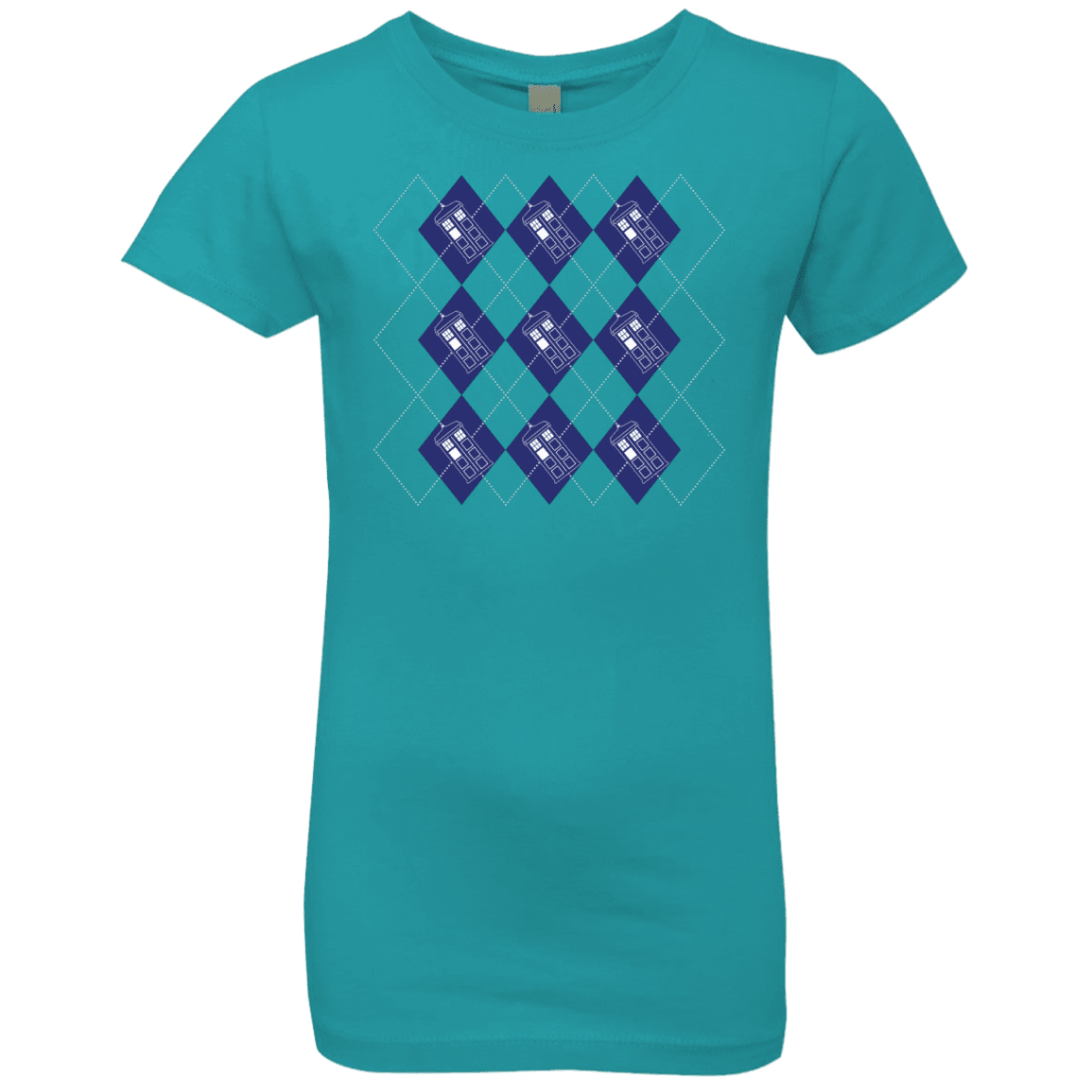 T-Shirts Tahiti Blue / YXS Argyle Tardis Girls Premium T-Shirt