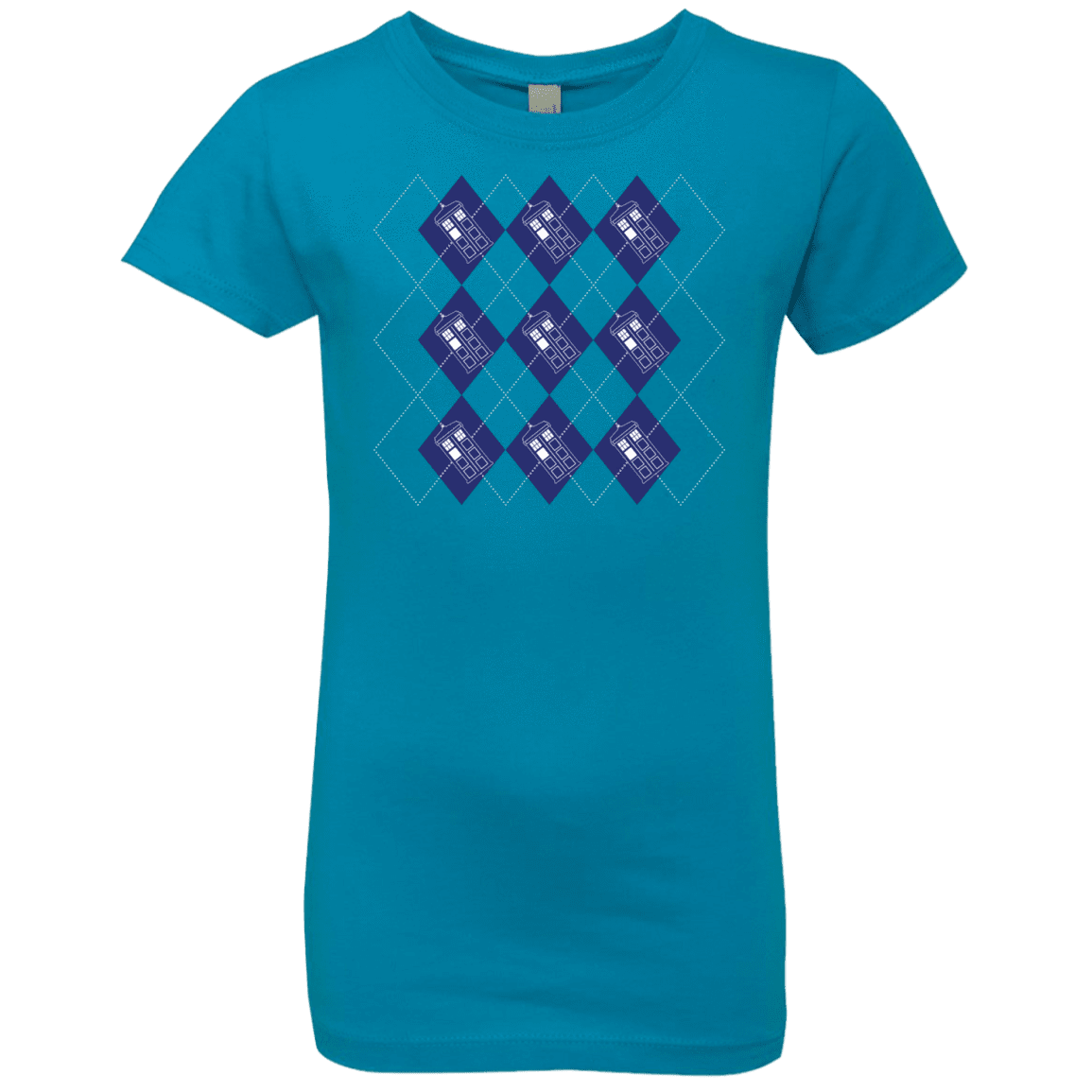 T-Shirts Turquoise / YXS Argyle Tardis Girls Premium T-Shirt
