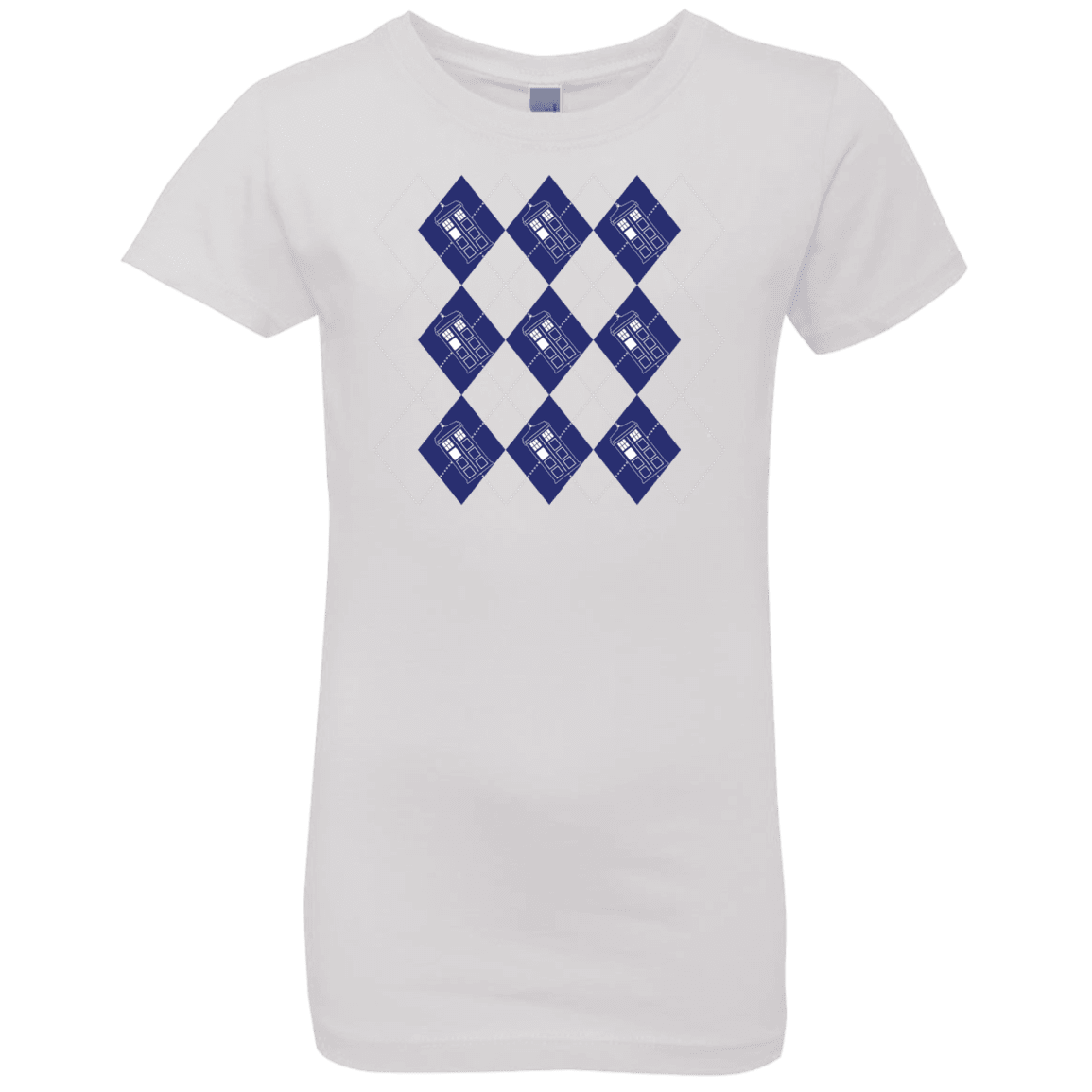 T-Shirts White / YXS Argyle Tardis Girls Premium T-Shirt