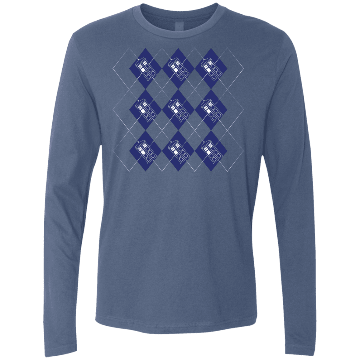 T-Shirts Indigo / S Argyle Tardis Men's Premium Long Sleeve