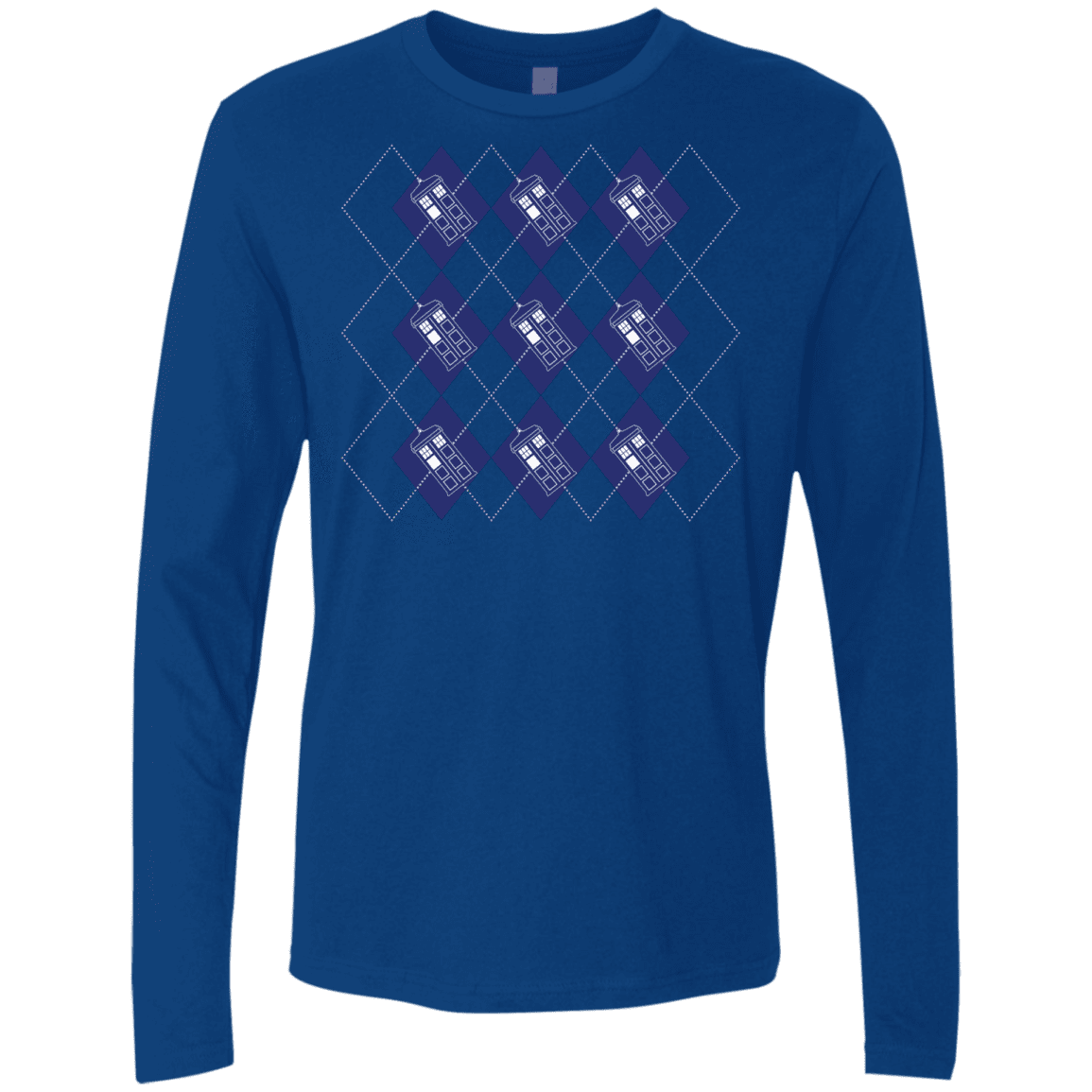 T-Shirts Royal / S Argyle Tardis Men's Premium Long Sleeve
