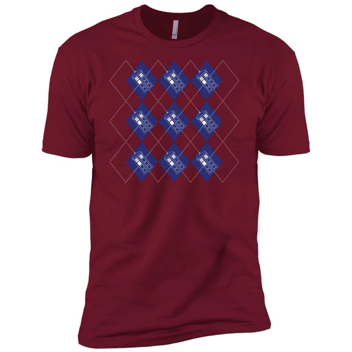 T-Shirts Cardinal / X-Small Argyle Tardis Men's Premium T-Shirt