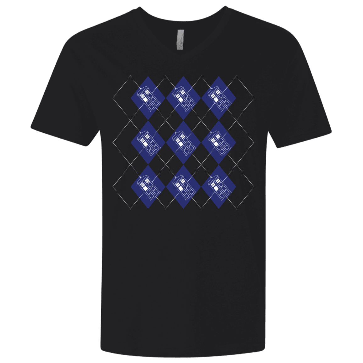 T-Shirts Black / X-Small Argyle Tardis Men's Premium V-Neck