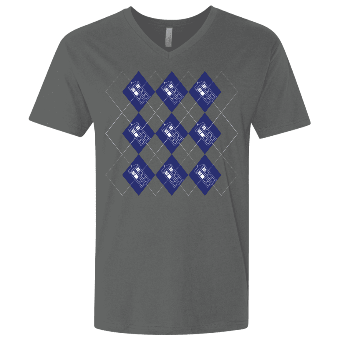 T-Shirts Heavy Metal / X-Small Argyle Tardis Men's Premium V-Neck