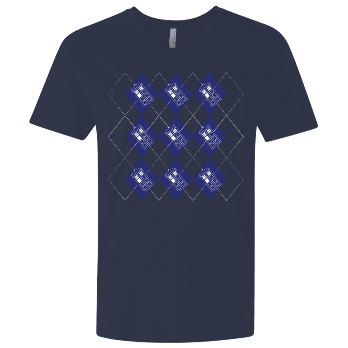 T-Shirts Midnight Navy / X-Small Argyle Tardis Men's Premium V-Neck