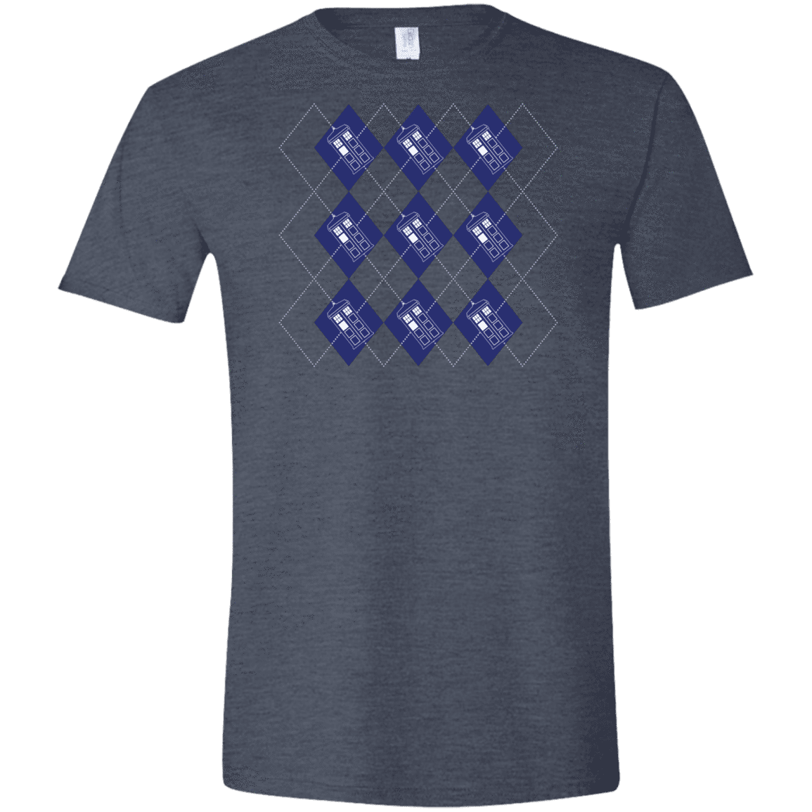 T-Shirts Heather Navy / S Argyle Tardis Men's Semi-Fitted Softstyle