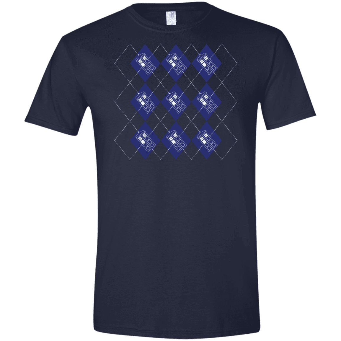 T-Shirts Navy / X-Small Argyle Tardis Men's Semi-Fitted Softstyle