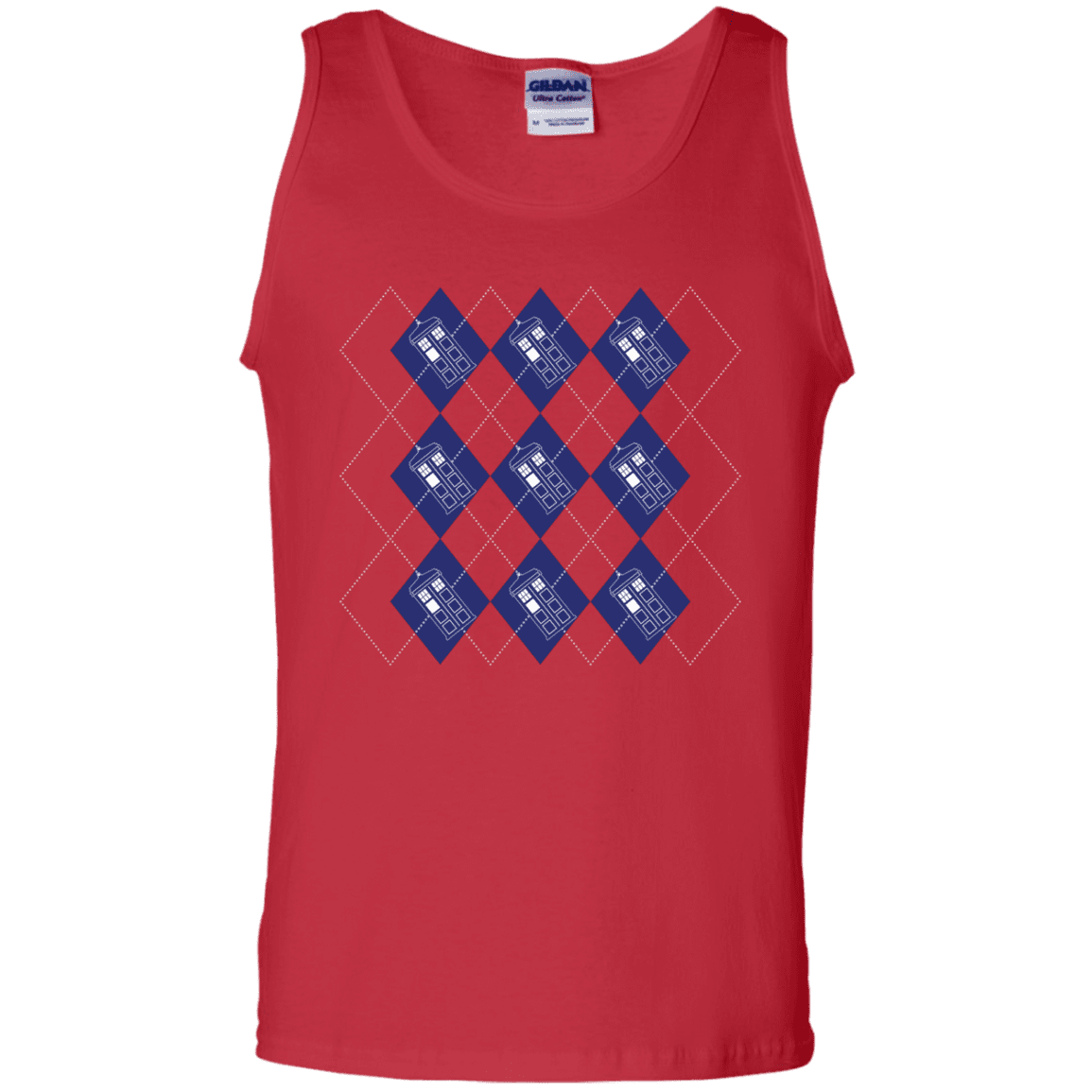 T-Shirts Red / S Argyle Tardis Men's Tank Top