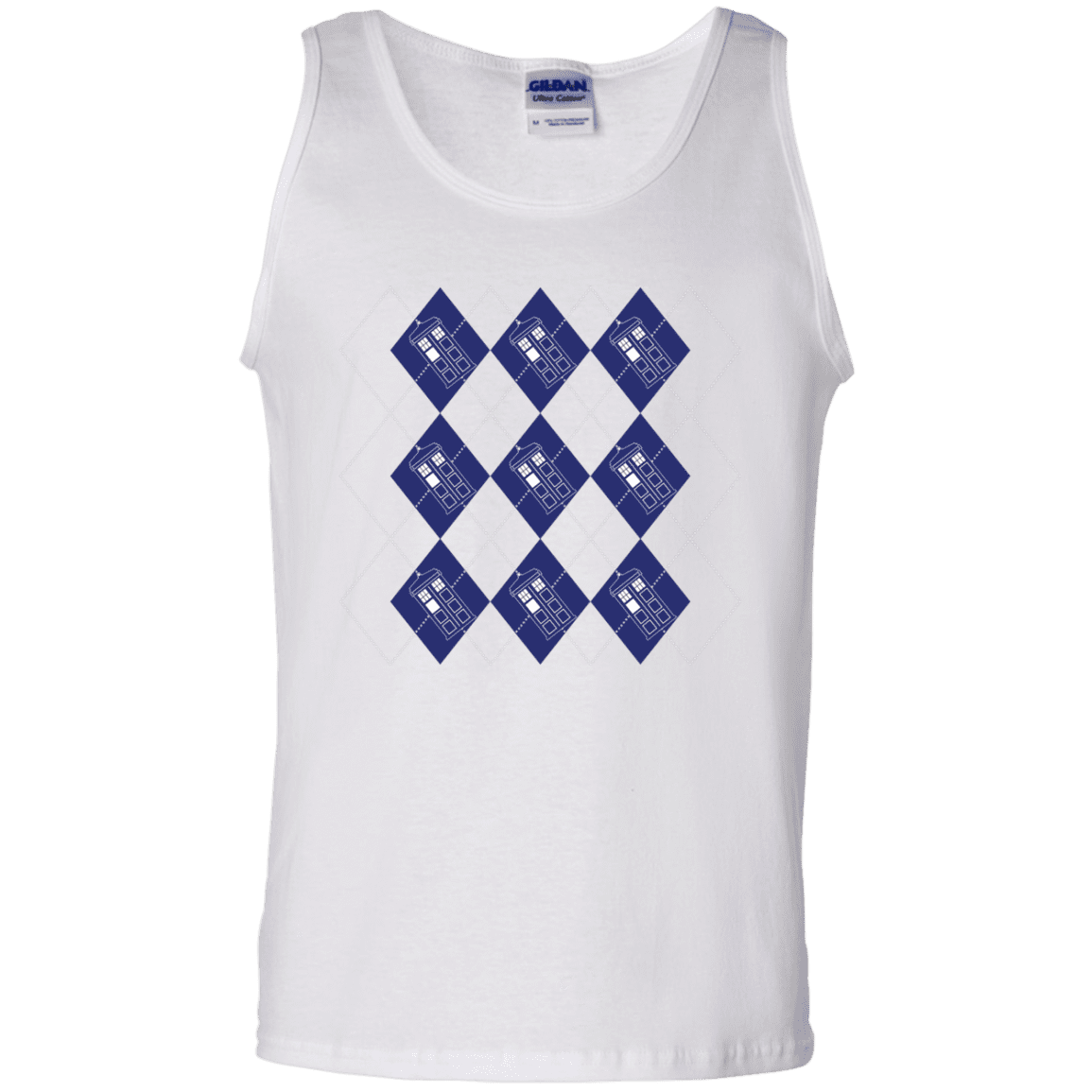T-Shirts White / S Argyle Tardis Men's Tank Top