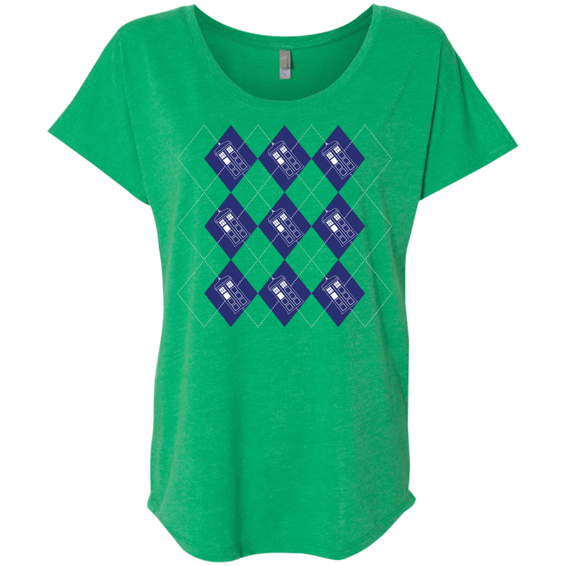 T-Shirts Envy / X-Small Argyle Tardis Triblend Dolman Sleeve