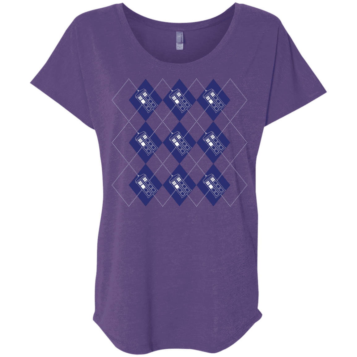 T-Shirts Purple Rush / X-Small Argyle Tardis Triblend Dolman Sleeve