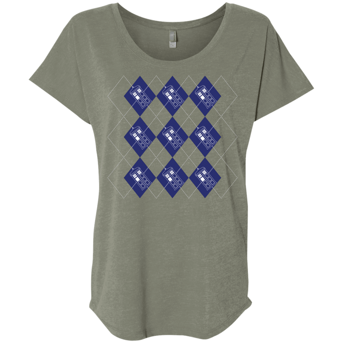 T-Shirts Venetian Grey / X-Small Argyle Tardis Triblend Dolman Sleeve