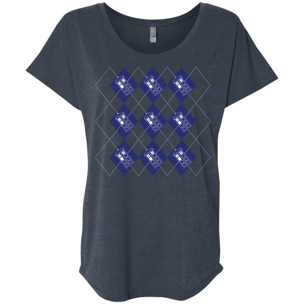 T-Shirts Vintage Navy / X-Small Argyle Tardis Triblend Dolman Sleeve