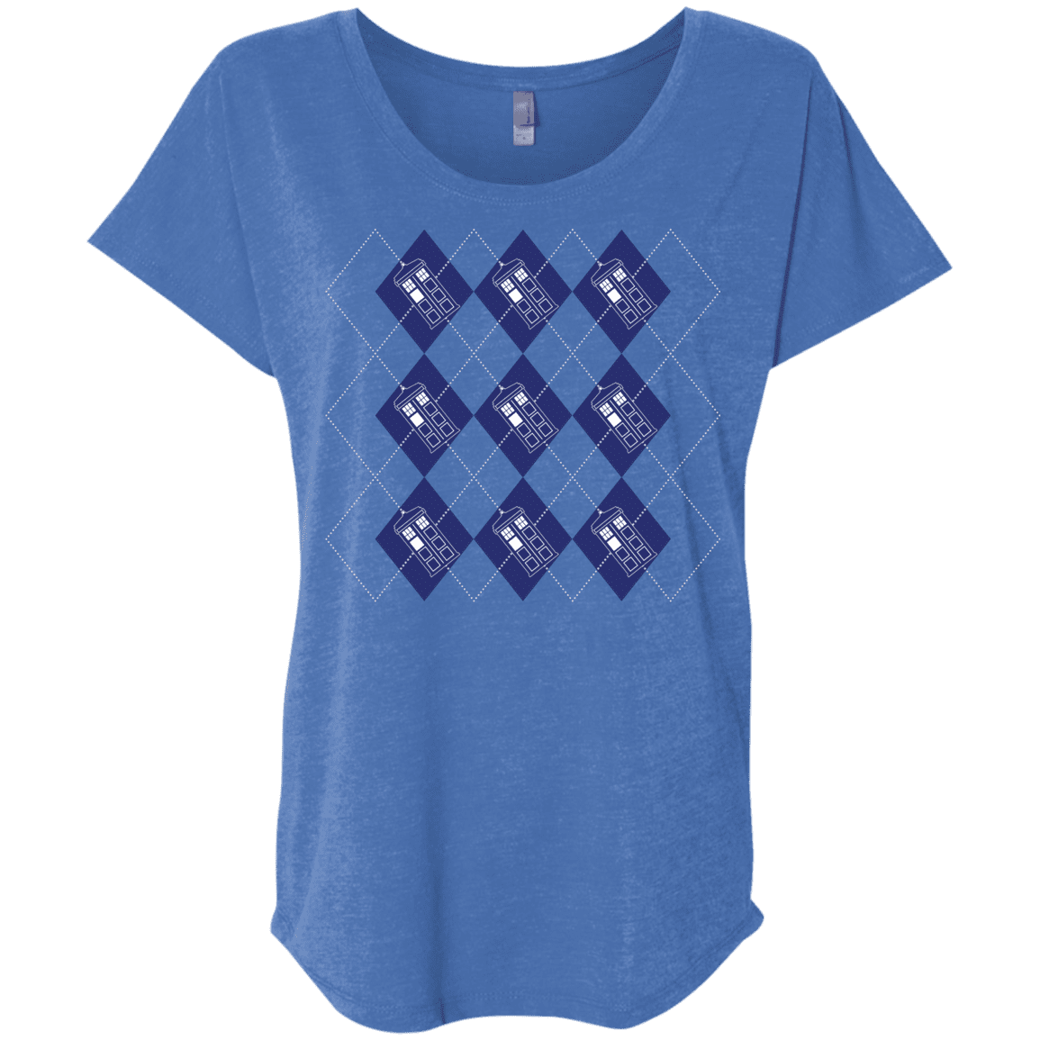 T-Shirts Vintage Royal / X-Small Argyle Tardis Triblend Dolman Sleeve
