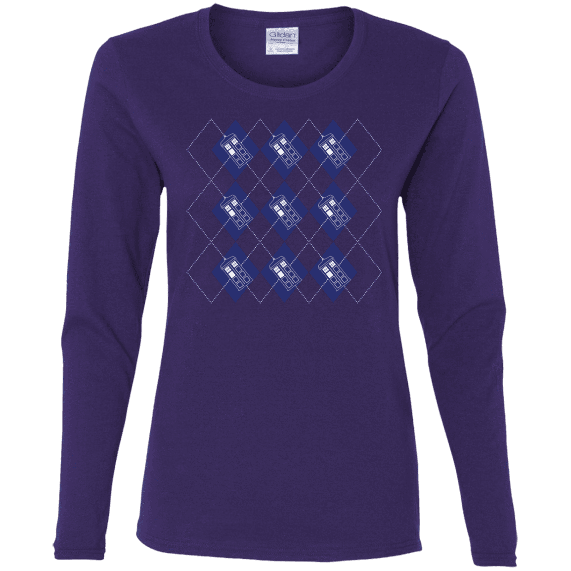T-Shirts Purple / S Argyle Tardis Women's Long Sleeve T-Shirt