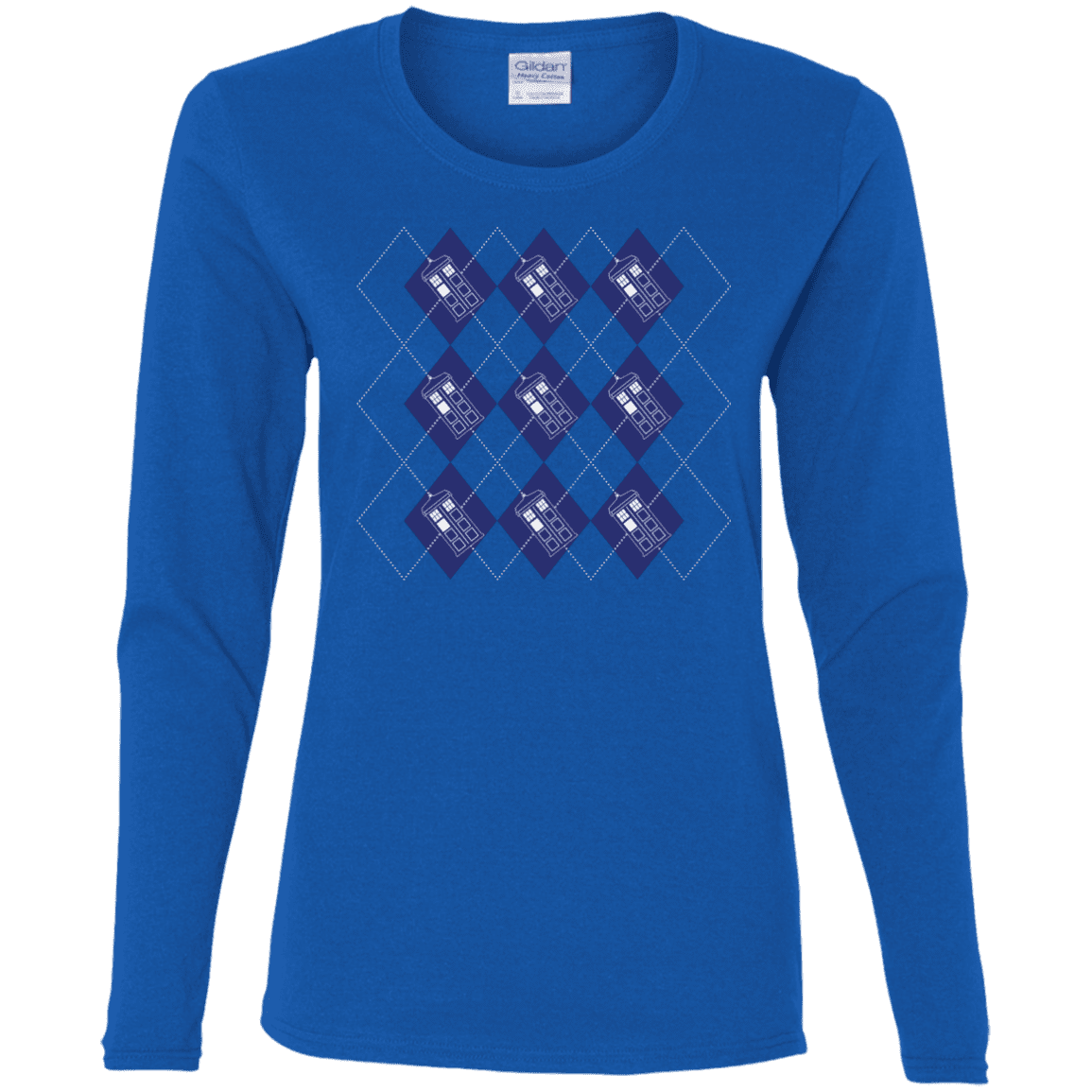 T-Shirts Royal / S Argyle Tardis Women's Long Sleeve T-Shirt