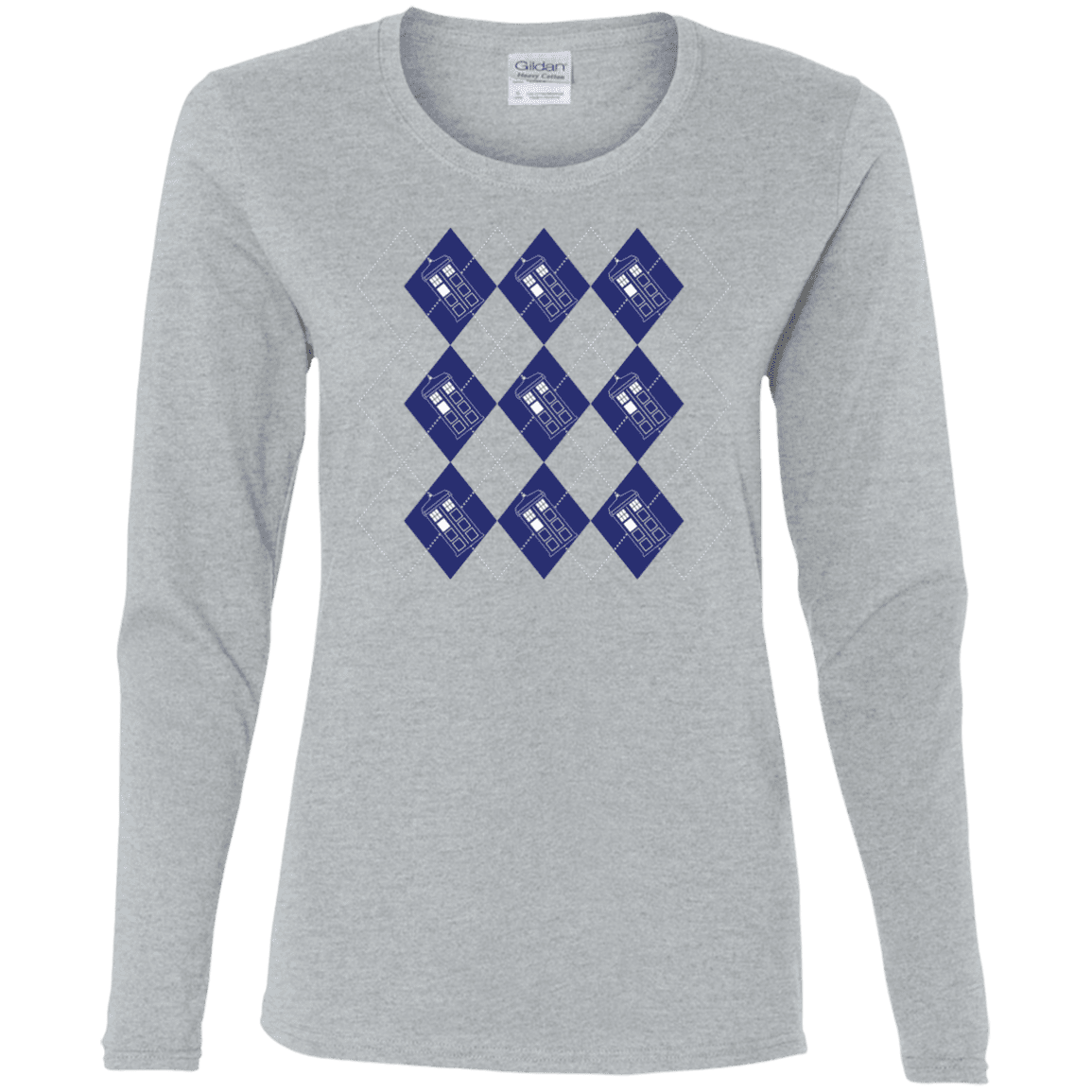 T-Shirts Sport Grey / S Argyle Tardis Women's Long Sleeve T-Shirt