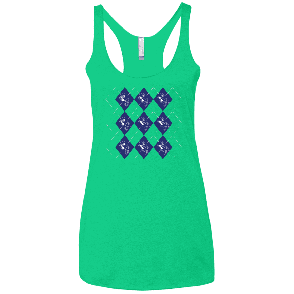 T-Shirts Envy / X-Small Argyle Tardis Women's Triblend Racerback Tank