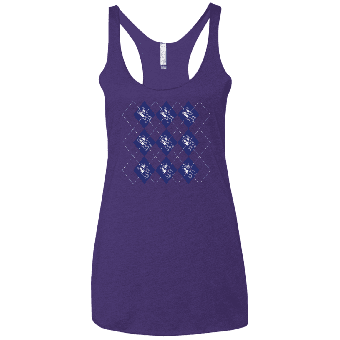 T-Shirts Purple Rush / X-Small Argyle Tardis Women's Triblend Racerback Tank