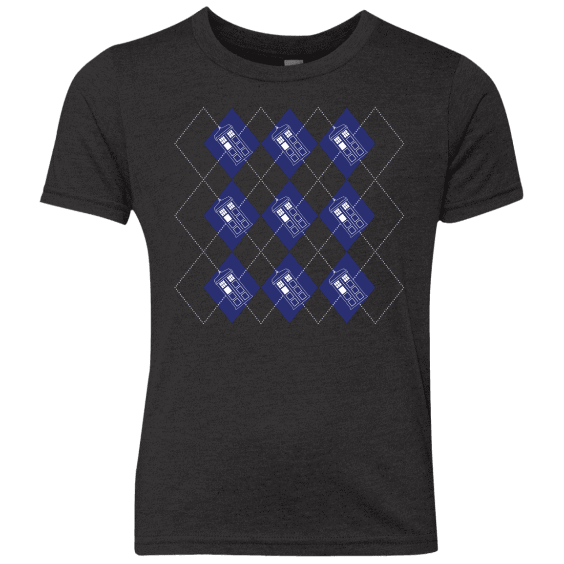 T-Shirts Vintage Black / YXS Argyle Tardis Youth Triblend T-Shirt
