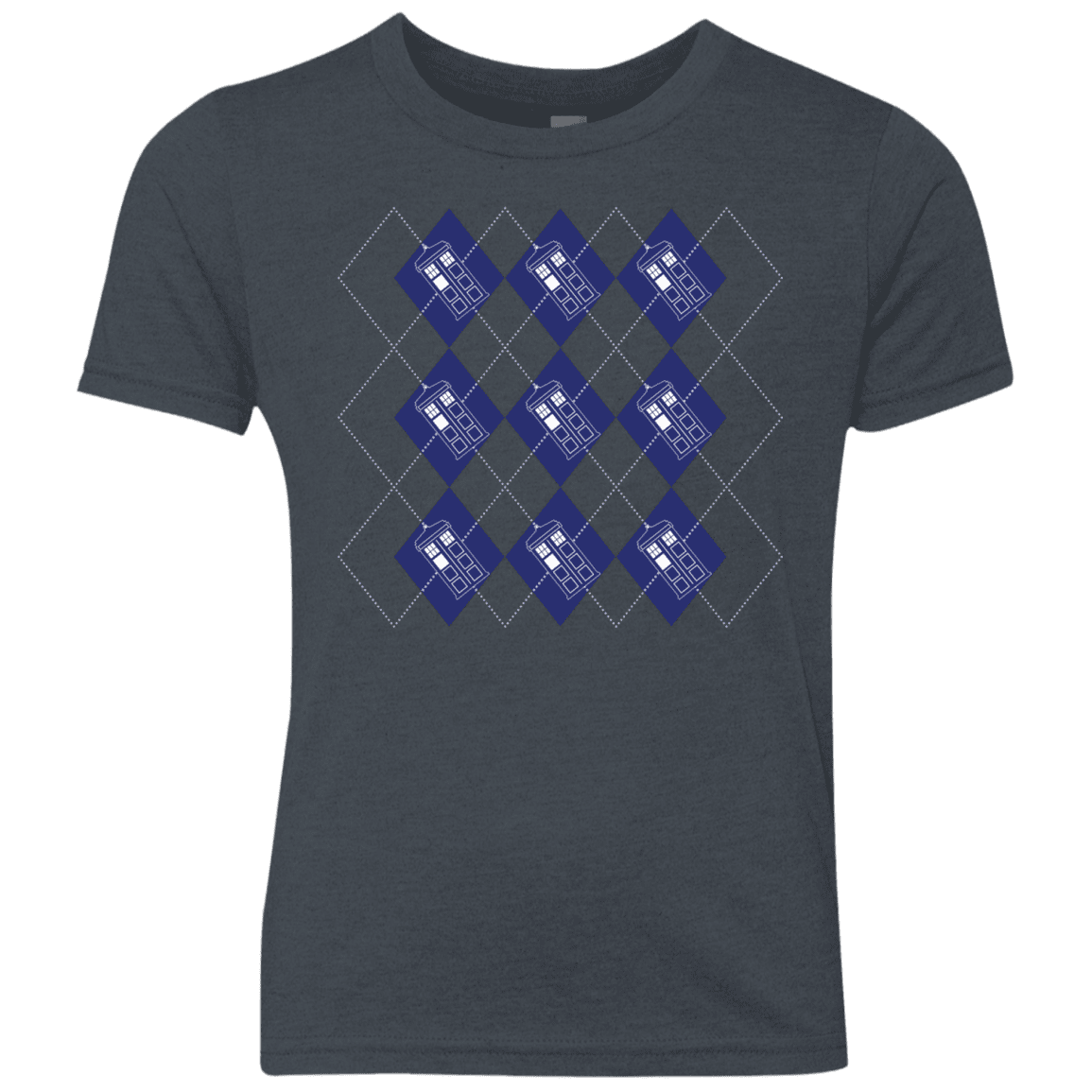T-Shirts Vintage Navy / YXS Argyle Tardis Youth Triblend T-Shirt