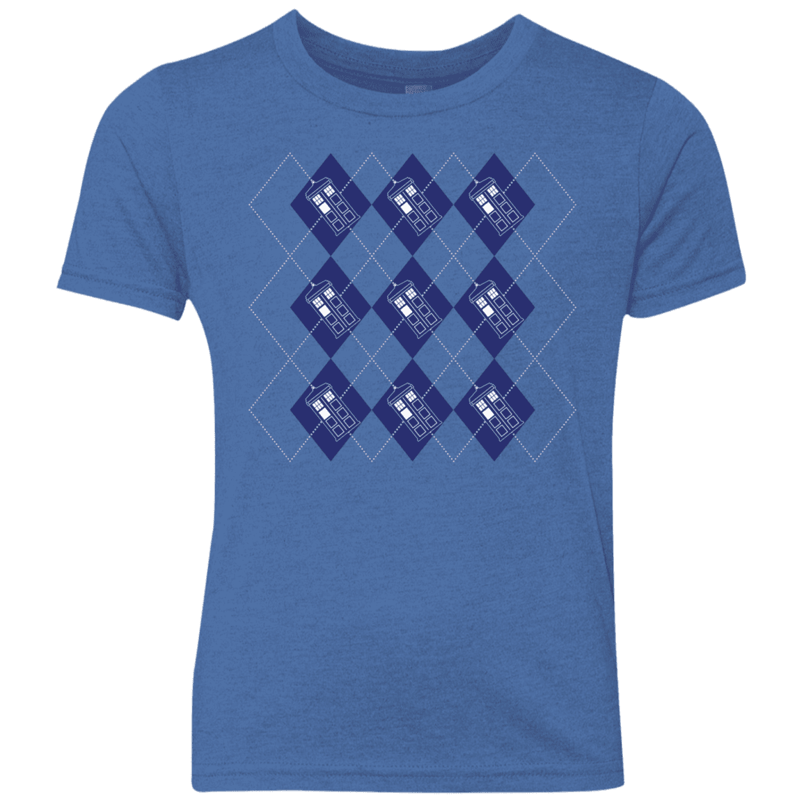T-Shirts Vintage Royal / YXS Argyle Tardis Youth Triblend T-Shirt