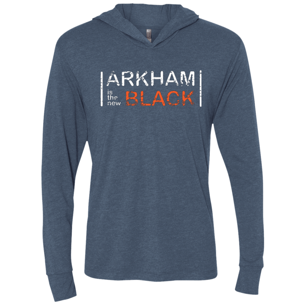 T-Shirts Indigo / X-Small Arkham Black Triblend Long Sleeve Hoodie Tee