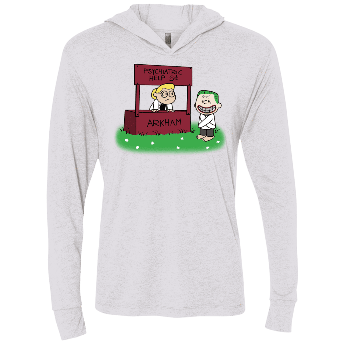 Arkham Help Triblend Long Sleeve Hoodie Tee