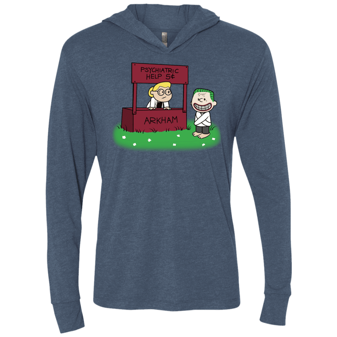 Arkham Help Triblend Long Sleeve Hoodie Tee