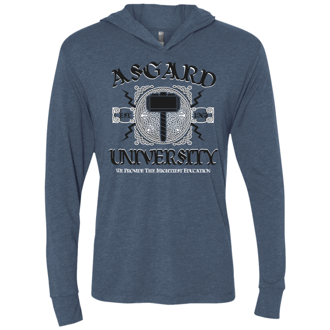 T-Shirts Indigo / X-Small Asgard University Triblend Long Sleeve Hoodie Tee