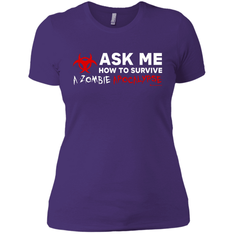 T-Shirts Purple Rush/ / X-Small Ask Me How To Survive A Zombie Apocalypse Women's Premium T-Shirt