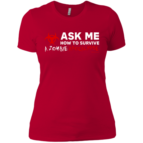 T-Shirts Red / X-Small Ask Me How To Survive A Zombie Apocalypse Women's Premium T-Shirt