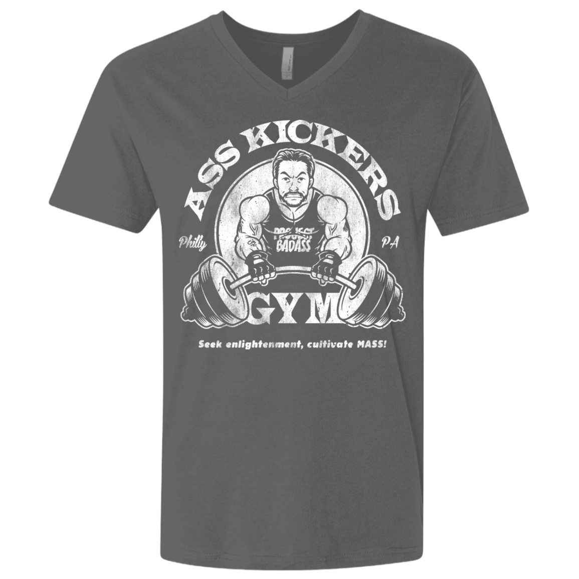 T-Shirts Heavy Metal / X-Small Ass Kickers Gym Men's Premium V-Neck