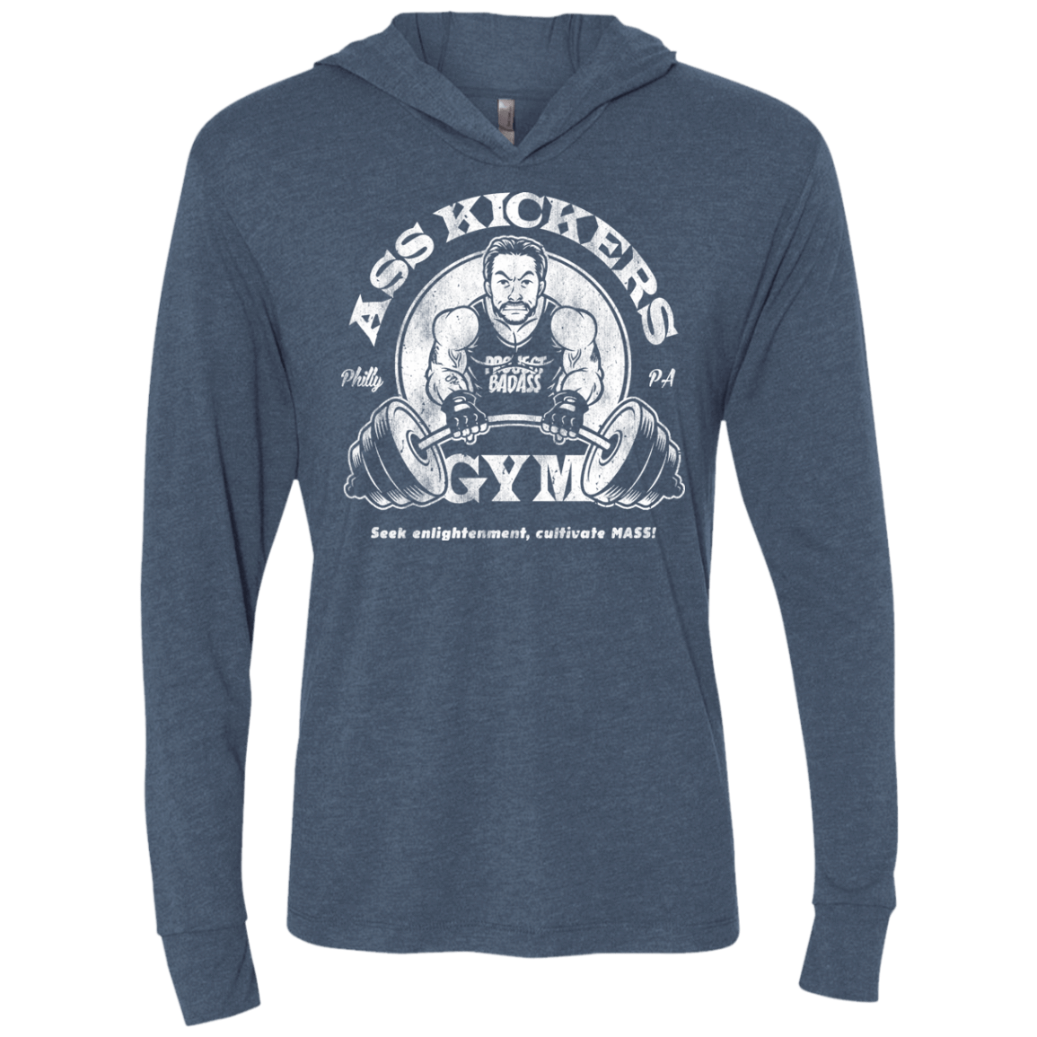 T-Shirts Indigo / X-Small Ass Kickers Gym Triblend Long Sleeve Hoodie Tee