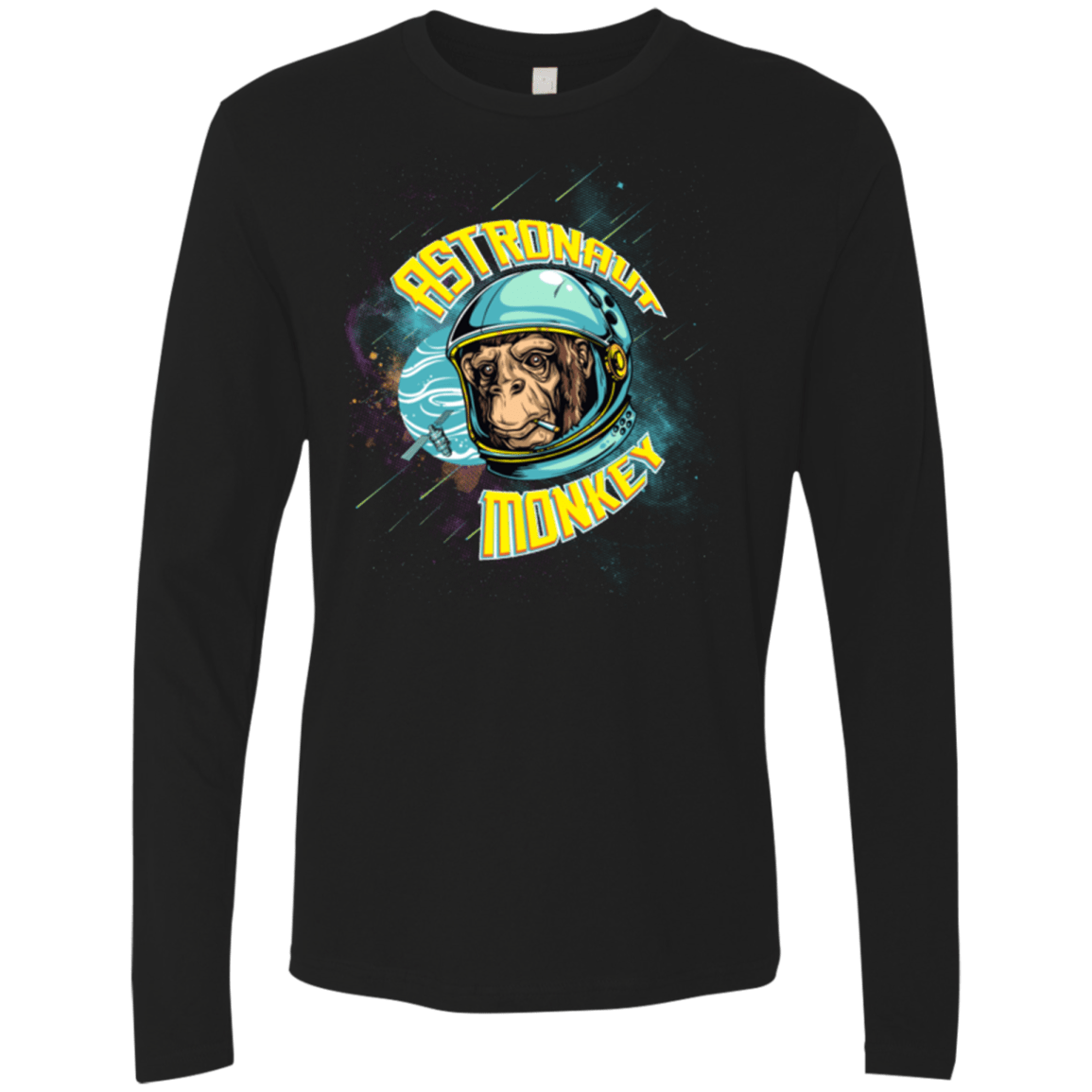 T-Shirts Black / Small ASTRONAUT MONKEY Men's Premium Long Sleeve