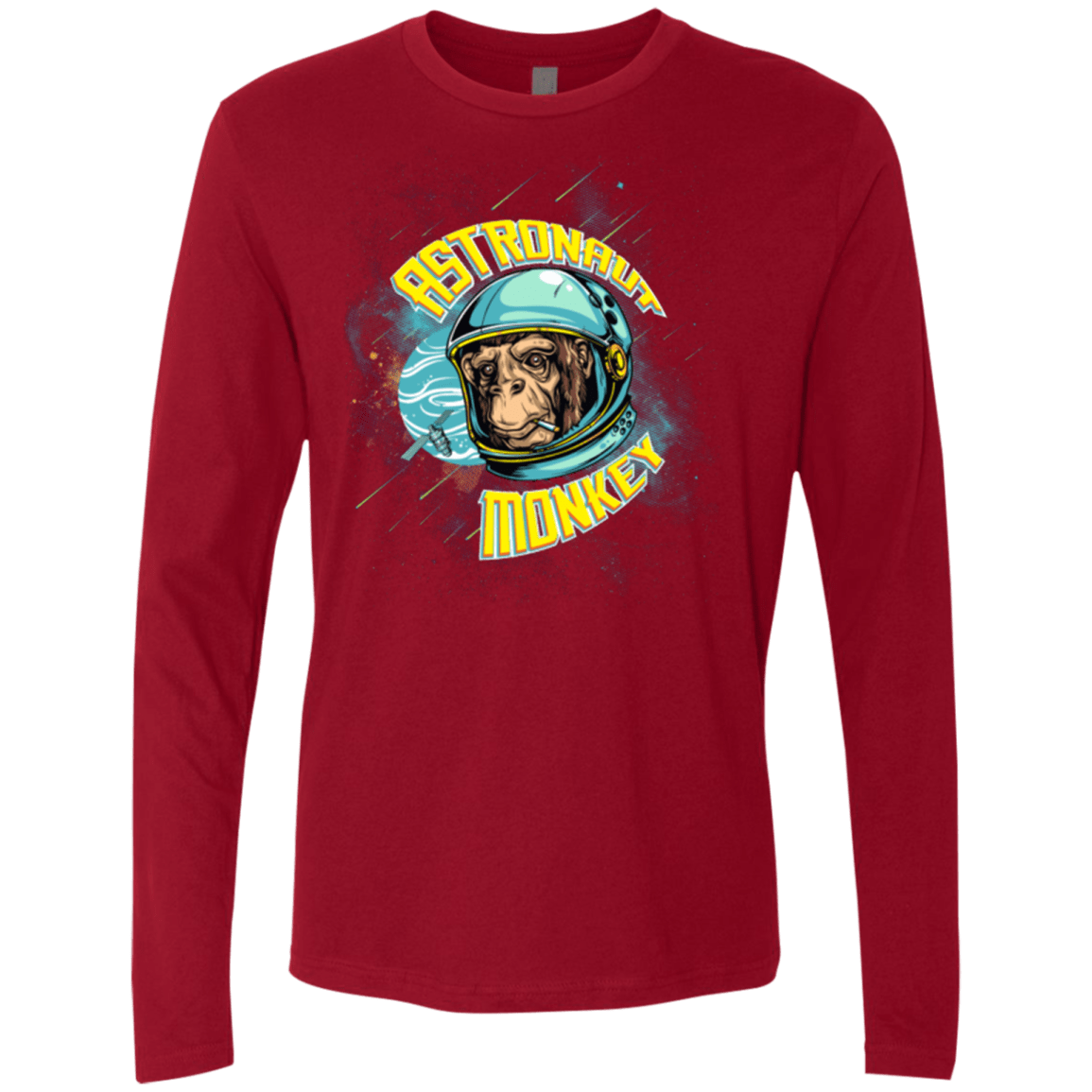 T-Shirts Cardinal / Small ASTRONAUT MONKEY Men's Premium Long Sleeve