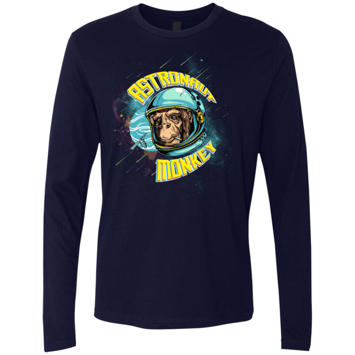 T-Shirts Midnight Navy / Small ASTRONAUT MONKEY Men's Premium Long Sleeve