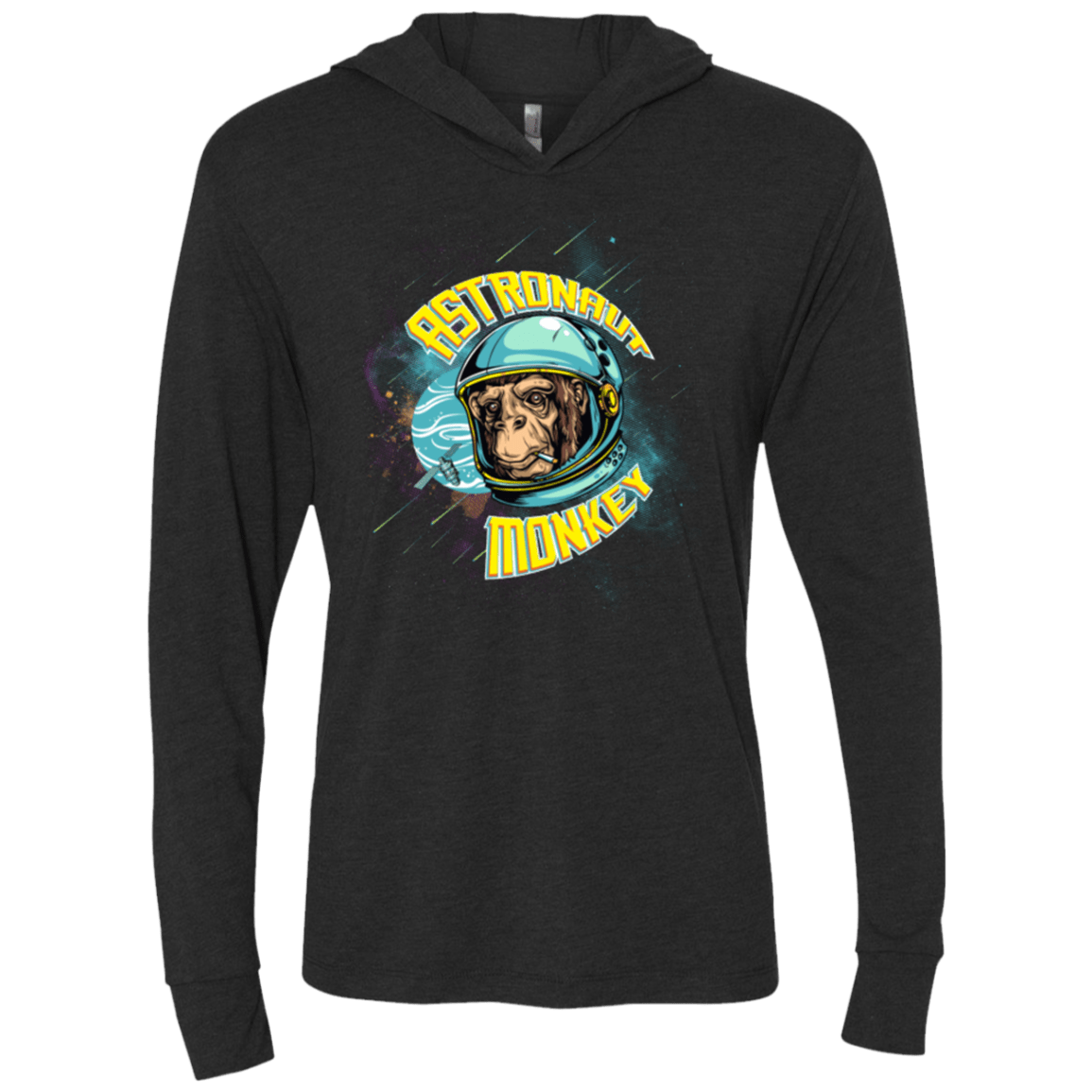 T-Shirts Vintage Black / X-Small ASTRONAUT MONKEY Triblend Long Sleeve Hoodie Tee