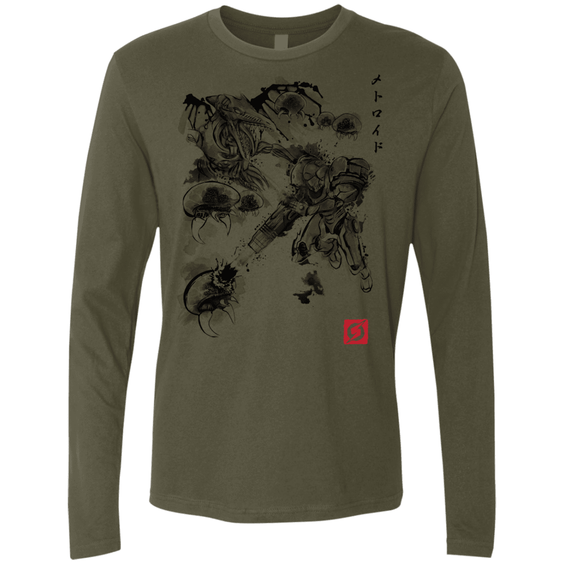 T-Shirts Military Green / Small Attack of the space pirates Men's Premium Long Sleeve