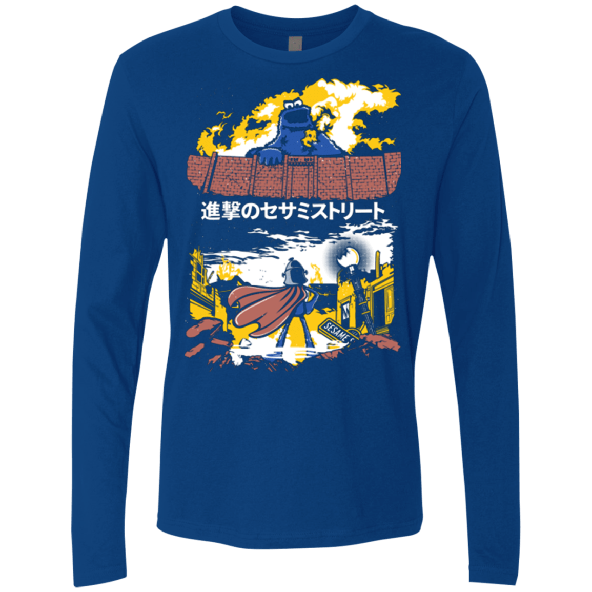 T-Shirts Royal / Small Attack on Sesame Street Men's Premium Long Sleeve