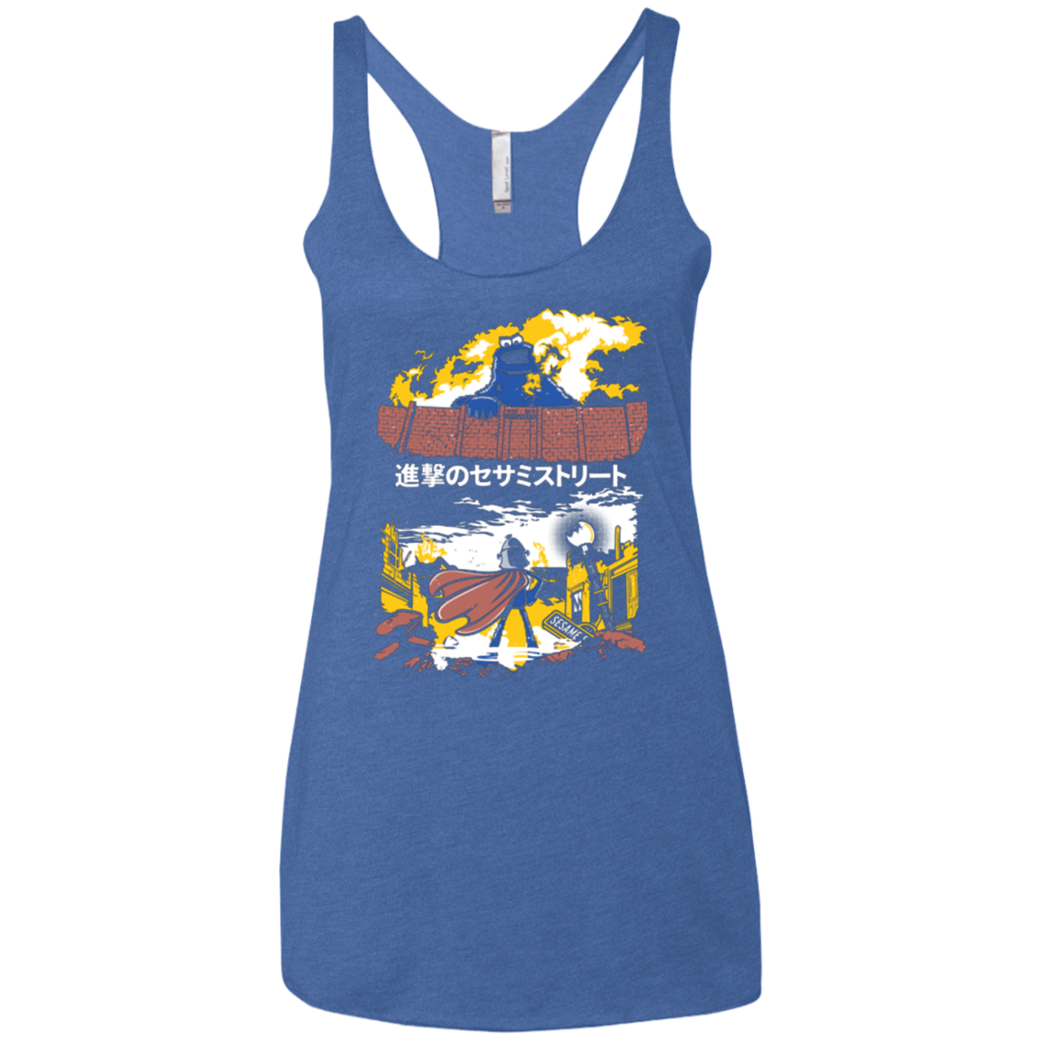 T-Shirts Vintage Royal / X-Small Attack on Sesame Street Women's Triblend Racerback Tank