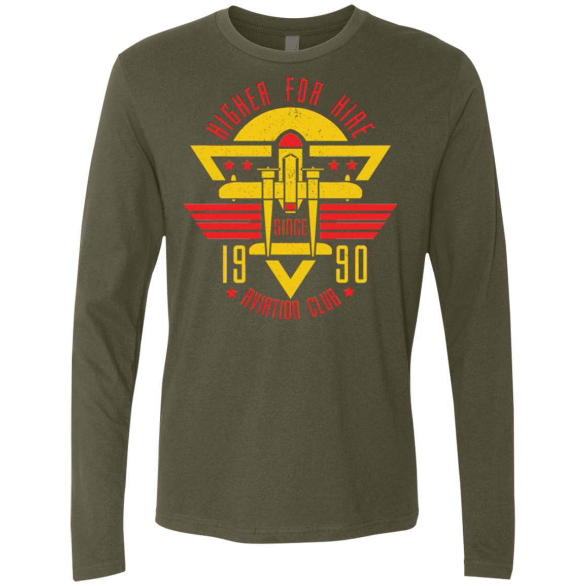 T-Shirts Military Green / Small Aviation Club Men's Premium Long Sleeve