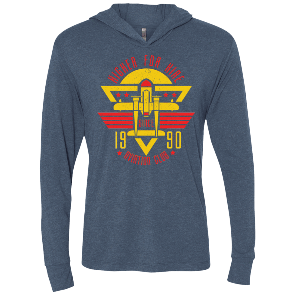 T-Shirts Indigo / X-Small Aviation Club Triblend Long Sleeve Hoodie Tee