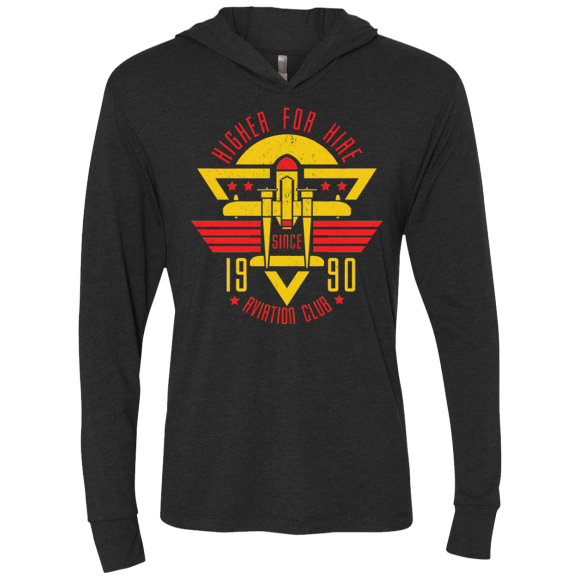 T-Shirts Vintage Black / X-Small Aviation Club Triblend Long Sleeve Hoodie Tee