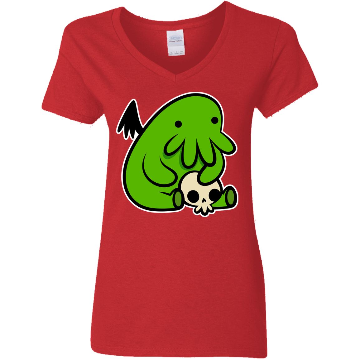 T-Shirts Red / S Baby Cthulhu Women's V-Neck T-Shirt
