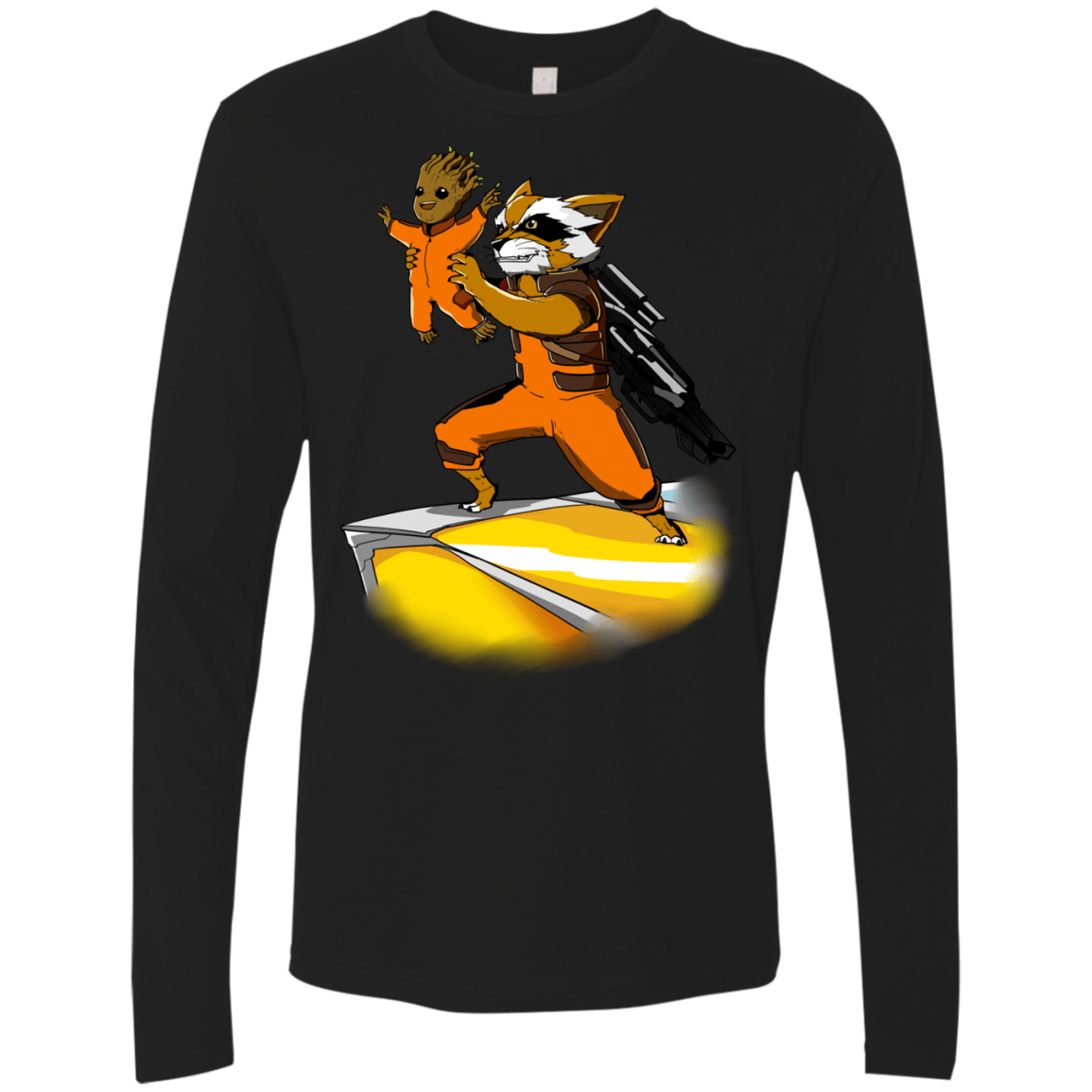 T-Shirts Black / Small Baby Groot Men's Premium Long Sleeve