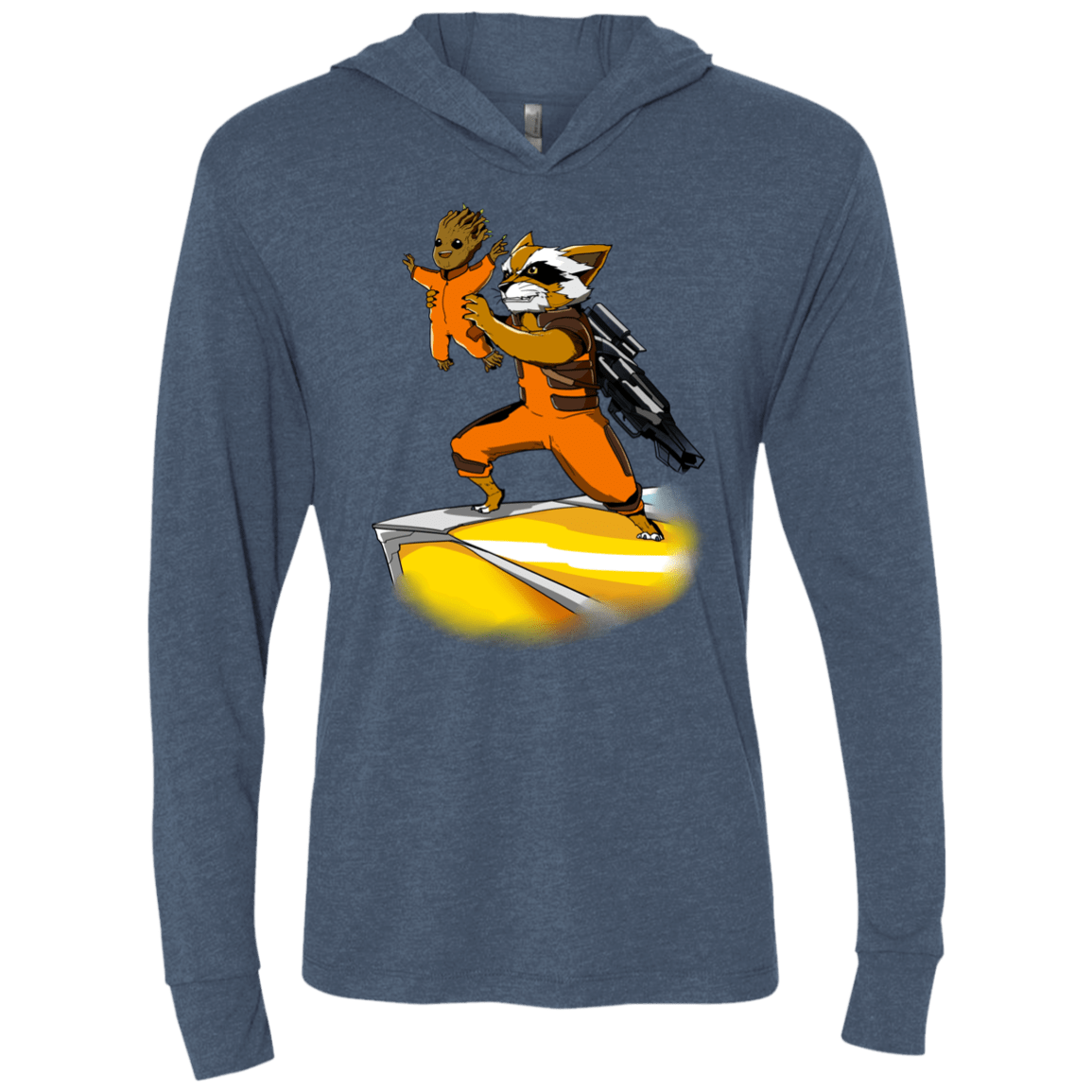 T-Shirts Indigo / X-Small Baby Groot Triblend Long Sleeve Hoodie Tee