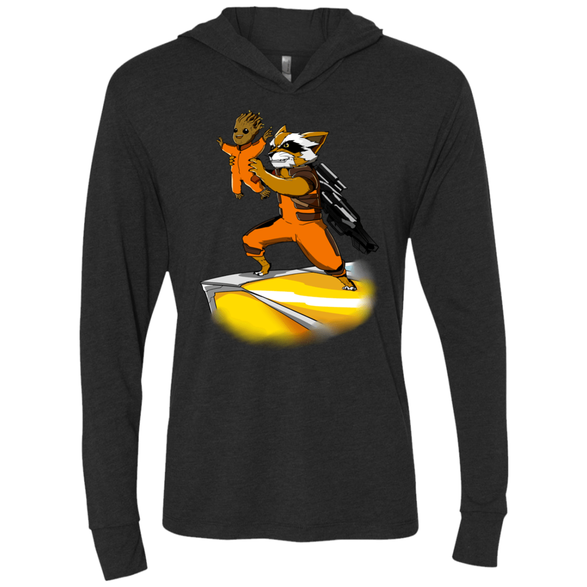 T-Shirts Vintage Black / X-Small Baby Groot Triblend Long Sleeve Hoodie Tee