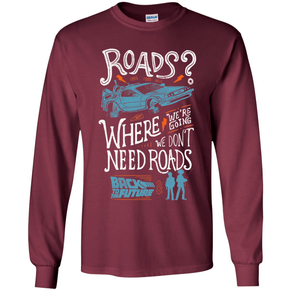 T-Shirts Maroon / YS Back to the Future Youth Long Sleeve T-Shirt